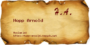 Hopp Arnold névjegykártya